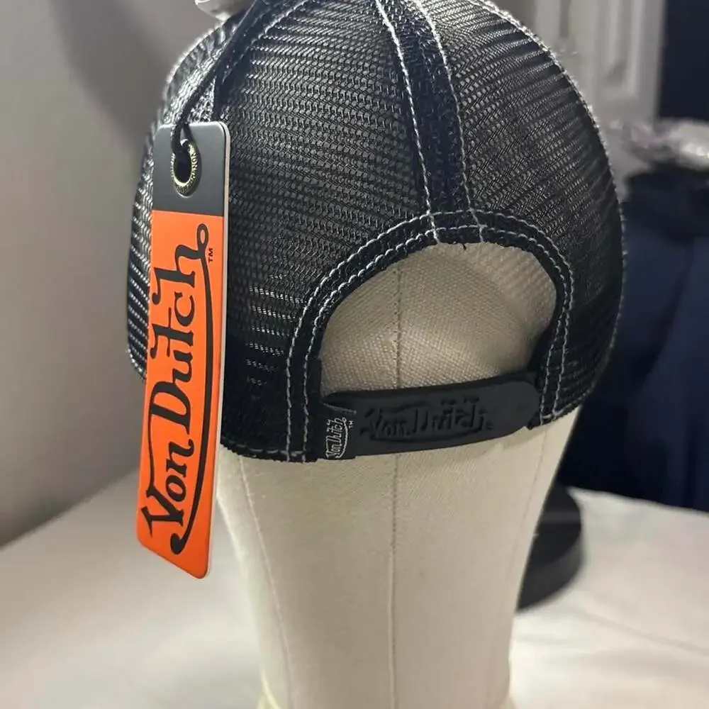 Von Dutch Eye Logo Trucker Hat Cap Yellow Grey